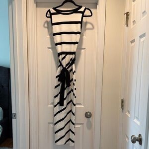 Striped Black and White Sleeveless Dress